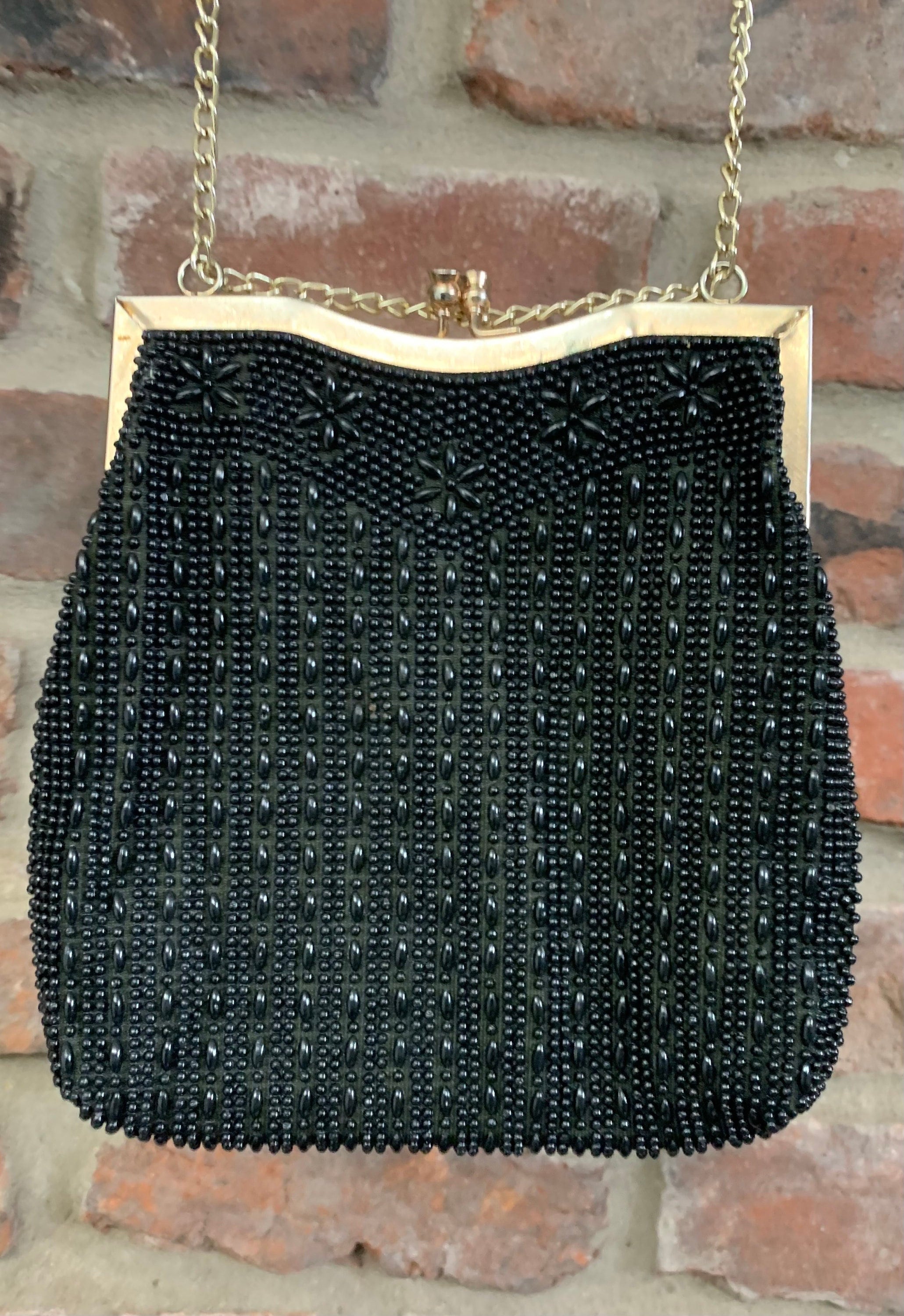 Beaded Mini Purse Vintage Y2K Goth Glam Made in Hong Kong