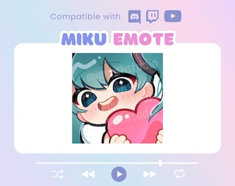 Miku Emote / P2U Emotes / Twitch Discord Youtube / Lindo Kawaii Cómodo Acogedor Estética Vocaloid Emote