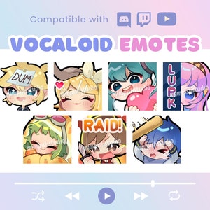 Cute Vocaloid Emotes for Twitch Youtube Discord | P2U Emotes | Rin Len Meiko Luka Kaito Gumi Hatsune Miku Emote | Kawaii Chibi Twitch Emote