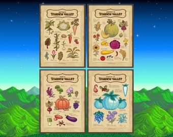 Stardew Valley imprimable - lot toutes saisons - impression numérique - impression d'art cottagecore - impression de légumes pour la cuisine - affiche de jeu confortable