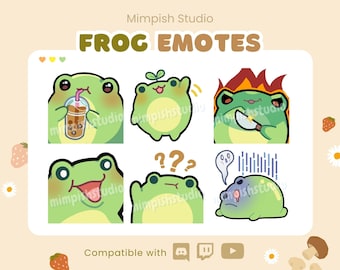 Emote Pack Twitch Frog / 6 Cute Frog Emotes / Cozy Comfy Aesthetics Kawaii Cottagecore Stream Emotes