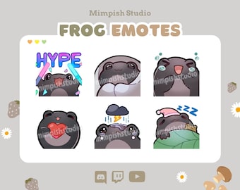 Lindos emoticonos de rana negra para Twitch Discord Youtube / Frog Twitch Emotes, Frog Emotes, Twitch Emotes, Premade Emotes