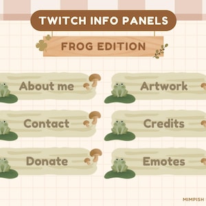 Frog Info Panels for Comfy Twitch Streamer Cute Custom Profile Banner for Variety Streamer Cottagecore Streaming Asset Warm Soft