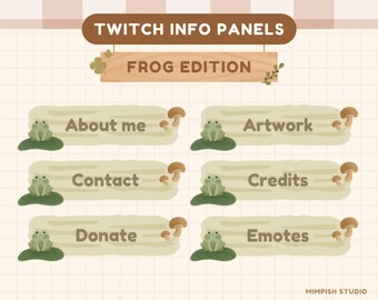 Paneles de información de ranas para Comfy Twitch Streamer Bonito banner de perfil personalizado para Variety Streamer Cottagecore Streaming Asset Warm Soft