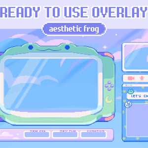 Twitch Overlay Animated | Stream Overlay Pixel Frog | Cute Comfy Cozy OBS Retro Aesthetics