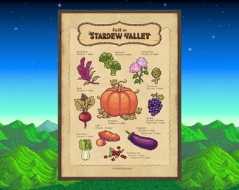Stardew Valley Printable - Fall - Digital Print - Cottagecore Art Print - Vegetable Print for Kitchen
