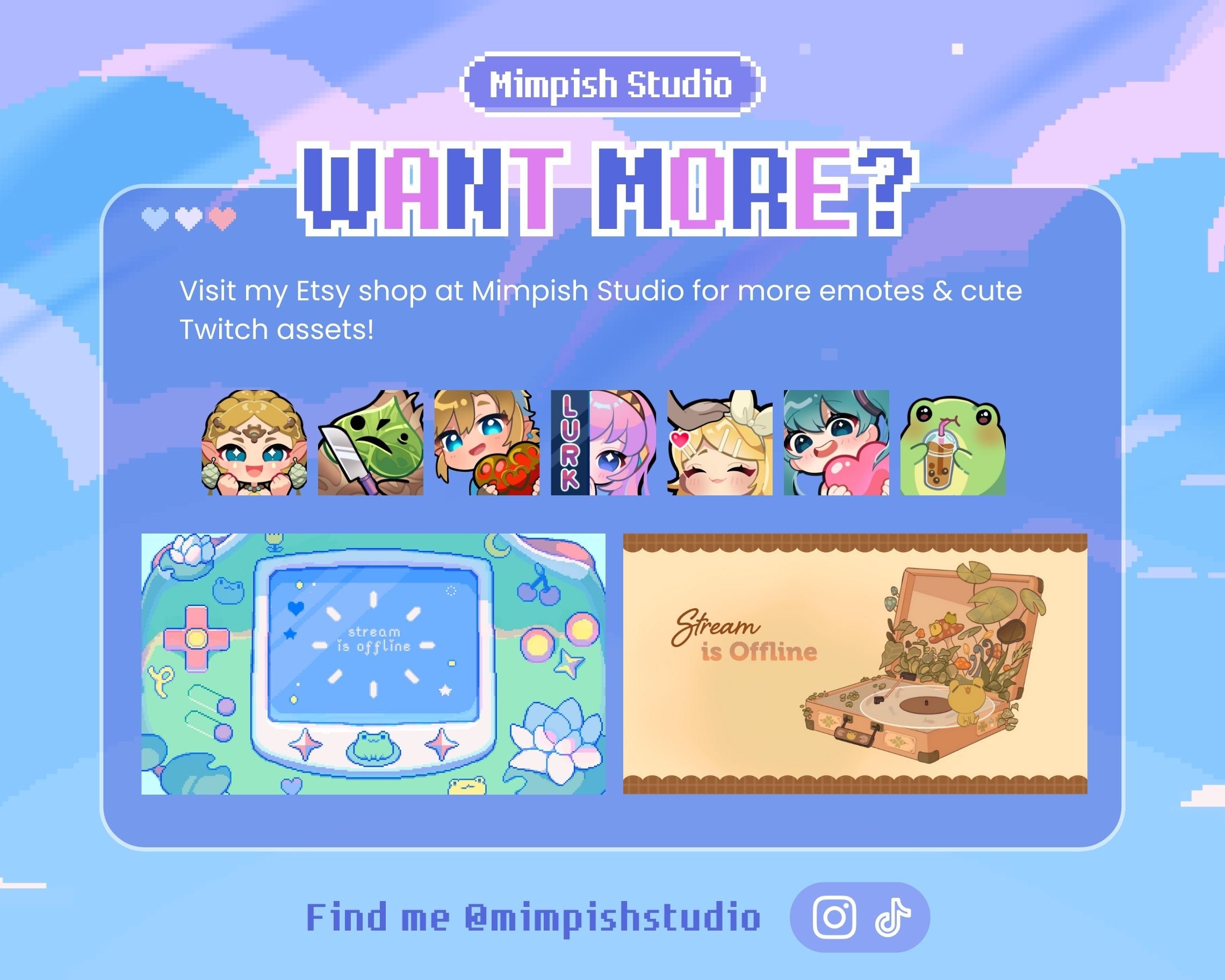 Twitch Overlay Animated | Stream Overlay Pixel Frog | Cute Comfy