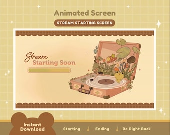 Stream Screens Animated Package Frog | (Starting Screen, Ending Screen, Be Right Back, Offline) | Cottagecore Animated Screens for Twitch