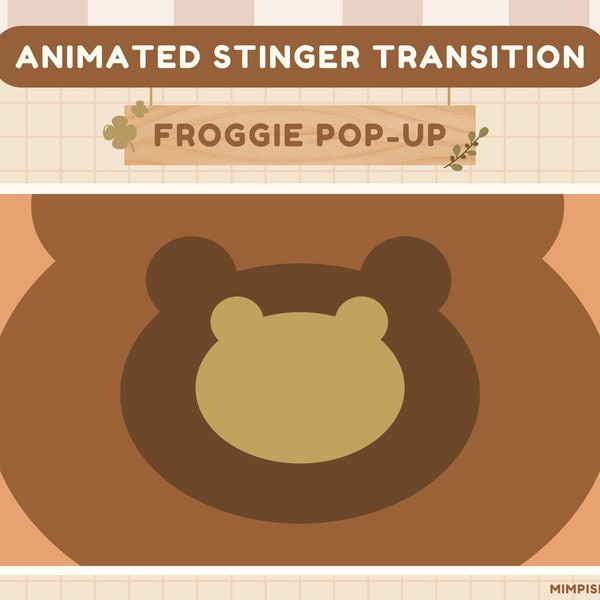 Stream Transition Frog Animated | Pop-Up | OBS, Streamlabs | Cute Comfy Warm Cosy Cottagecore Stream Asset for New Streamer