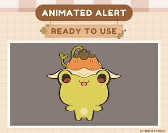 Twitch Stream Alert Animated / Frog Cute Cottagecore Aesthetic / Ready to Use / Follower Host Sub Raid Cheer Donation