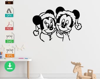 ミッキーとミニーマウスの壁飾り、子供部屋用、レーザーカット用