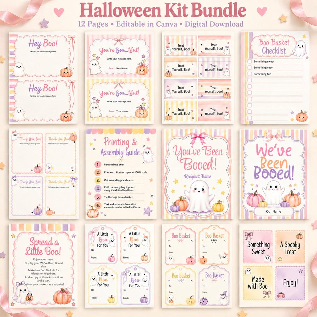 Property Label Sample Boo Basket Printable Kit, You've Been Booed Sign, Halloween Gift Tags ...