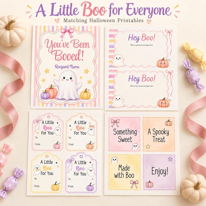 Boo Basket Printable Kit, You've Been Booed Sign, Halloween Gift Tags ...