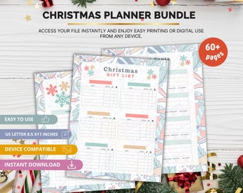 Digital Christmas Planner, Canva Editable Holiday Organizer, Gift Budget Tracker, Meal Planner Checklist, Printable Xmas Planner PDF