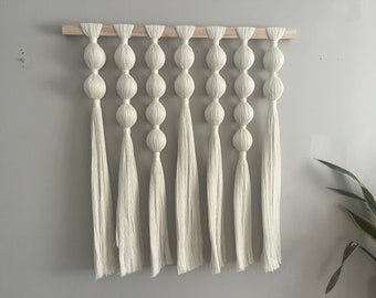 Handmade Macrame Wall Hanging: Boho Off White Cotton, Minimalist Decor