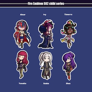 Fire Emblem chibi 02 - Alear, Ivy, Timerra, Yunaka, Robin, Shez - sticker (Engage, Awakening, Three Hopes)