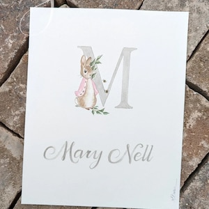 Peter Rabbit Original Watercolor | Peter Rabbit Monogram | Personalised Nursery Decor | Initial Nursery Wall Art | Peter Rabbit Art