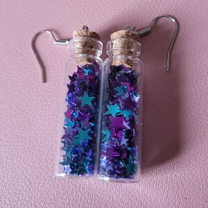Blue and Purple Stars Bottle Earrings