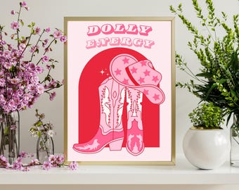 Digital Art Dolly Parton Cowgirl Artwork Set of 3