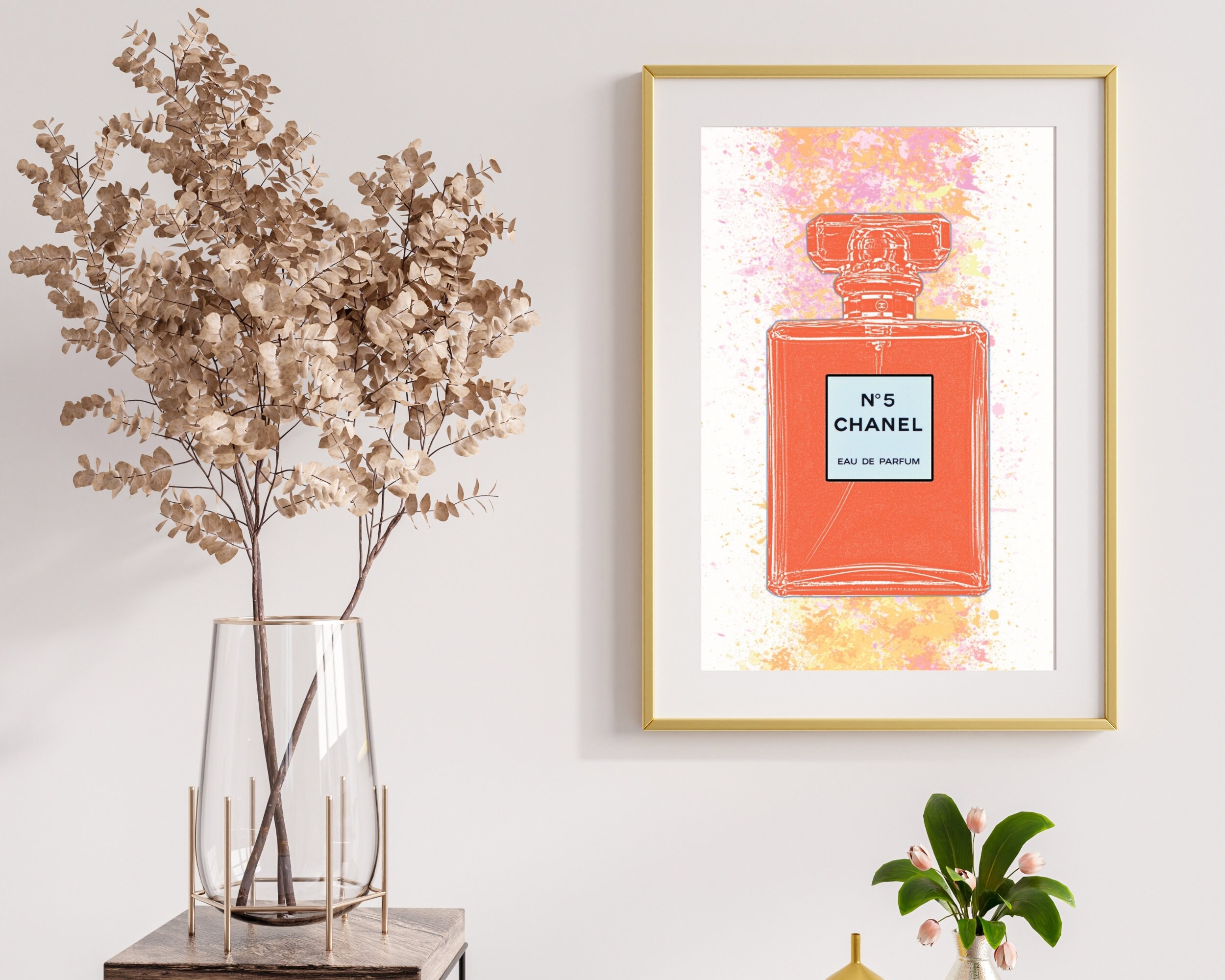 Canvas Wall Art Glam Perfume Chanel Pictures Wall Decor Orange