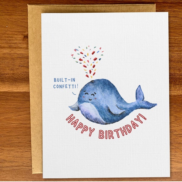 Whale Happy Birthday Card - Etsy