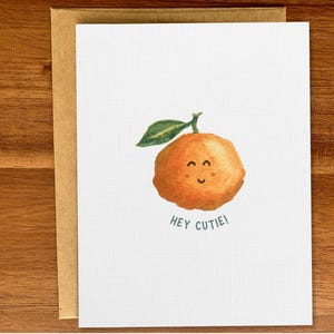 Tarjeta de felicitación "Hola, linda", linda tarjeta con juego de palabras sobre comida, tarjeta de acuarela hecha a mano para esposa, esposo, amigo, tarjeta minimalista para toda ocasión, interior en blanco