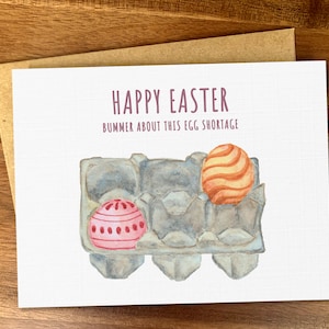 Tarjeta divertida de búsqueda de huevos de Pascua, tarjeta de Pascua hecha a mano con acuarela de calidad, tarjeta original no religiosa de Feliz Pascua en blanco, regalo de Pascua sarcástico