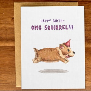 Cartão de aniversário fofo para cachorro, Cartão de corgi aquarelado feito à mão, Cartão de aniversário ilustrado para cachorro, Cartão engraçado de feliz aniversário para animal para dono de cachorro