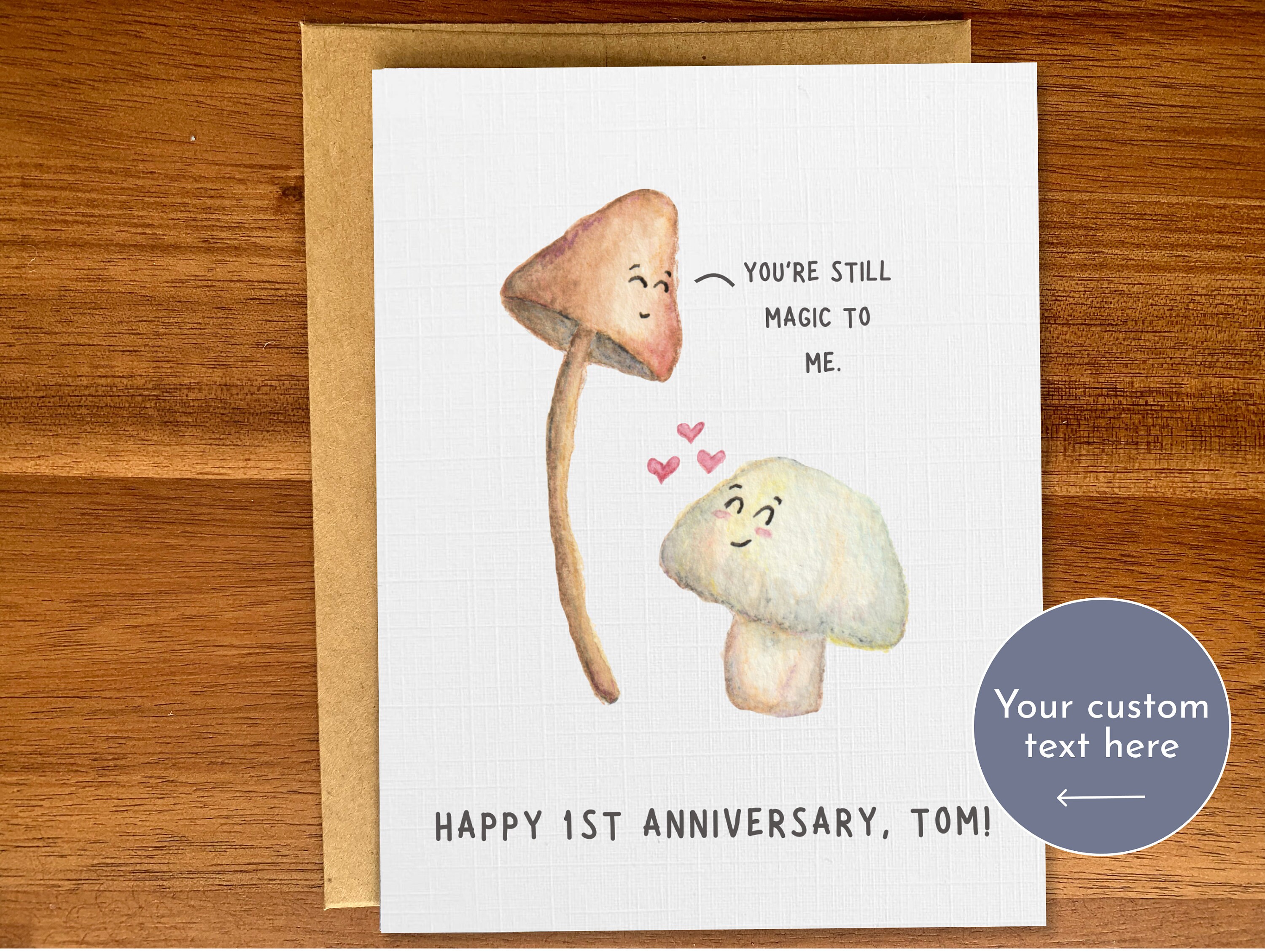 Cute Mushroom Anniversary Card, Funny Magic Mushroom Greeting Card ...