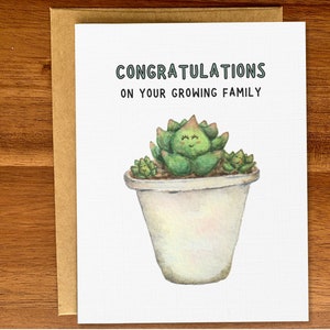 Jolie nouvelle carte de bébé, carte de plantes succulentes aquarelle pour la nouvelle maman, carte de baby shower faite main douce, carte d'amoureux des plantes pour la future maman, maman de la plante