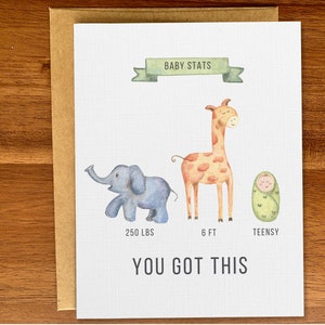 Süße Baby Tiere Karte für die neue Mutter, handgemachte Aquarell Baby-Dusche-Karte, Baby Elefant Karte, süße Giraffe Karte, neue Eltern Karte