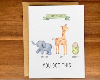 Cute baby animals card for new mom, Handmade watercolor baby shower card, Baby elephant card, Cute giraffe card, New parents card