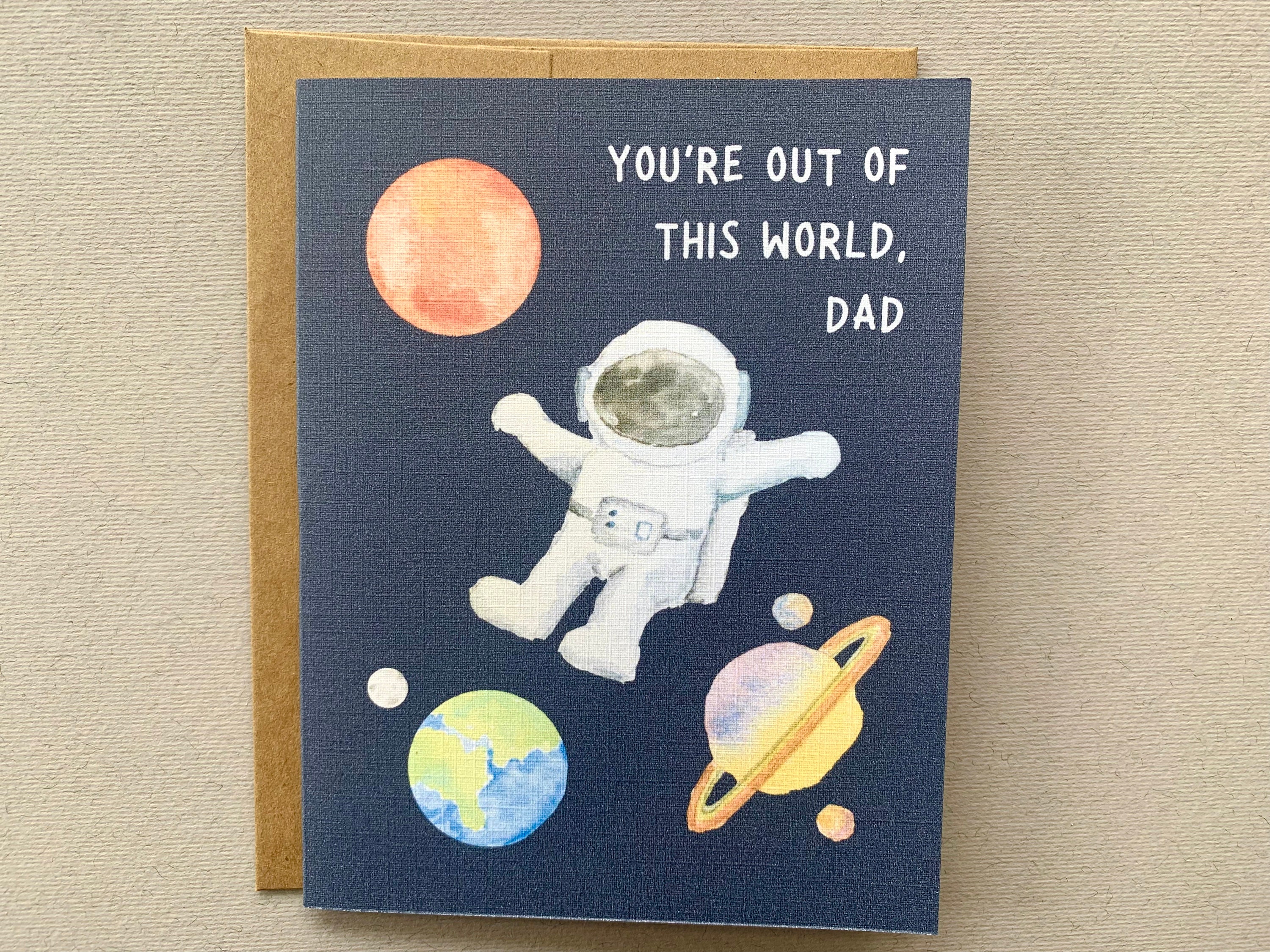 Outer space Father's Day card, Funny astronaut card for dad, Space pun, Handmade Father's Day card from son/daughter, Father's Day gift