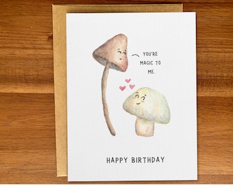 Funny magic mushroom greeting card, Cute mushroom handmade birthday card, Watercolor mushroom A2 card, Personalized custom card for birthday