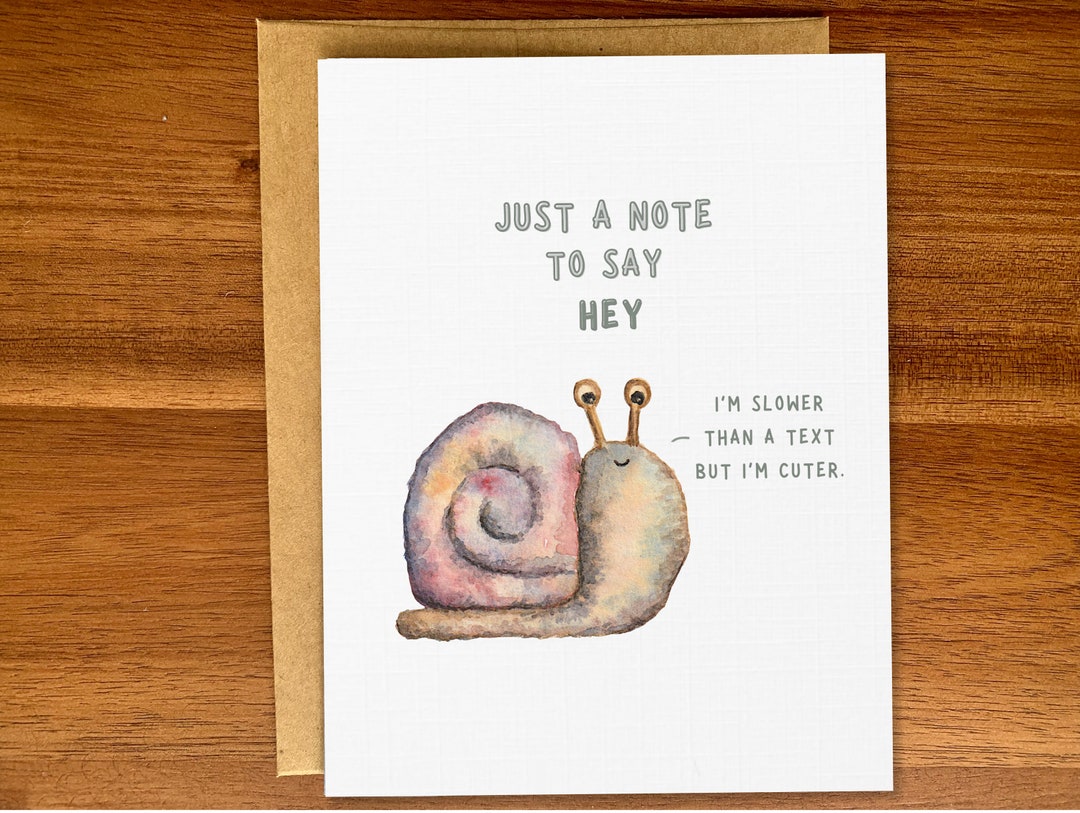 Thinking of You Card, Sweet Watercolor Card for Friend, Cute Snail