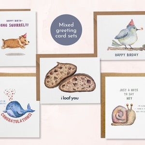 Gemischte handgefertigte Grußkartenset, verschiedene Packungen für mehrere Gelegenheiten, 5er-Pack Aquarellkarten, alles Gute zum Geburtstag / neues Baby / Jubiläumskartenset