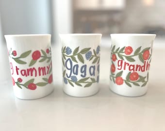 Custom Handwriting Mug – Floral Coffee Cup for Grandma, Mom, Teacher or loved one