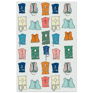 Colorful Lake Life Vintage Life Jacket Poster Print - 24" x 36", 16" x 24", 8" x 12"