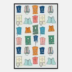Colorful Lake Life Vintage Life Jacket Poster Print - 24&quot; x 36&quot;