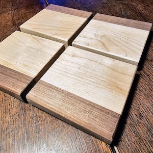 Wood Coasters - Coaster set Gift - Custom Coaster set - Custom Coasters - Walnut, Cherry, Maple Coasters- Classic Wooden Coasters - Gift for