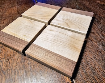 Wood Coasters - Coaster set Gift - Custom Coaster set - Custom Coasters - Walnut, Cherry, Maple Coasters- Classic Wooden Coasters - Gift for