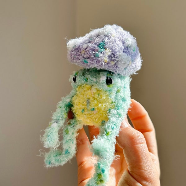 READY-TO-SHIP Crocheted grumpy frog stuffy