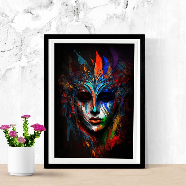 Venice Carnival mask, traditional, abstract colorful modern interpretation | DIGITAL DOWNLOAD