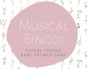 Baby Shower Games, Baby Shower Bingo, Floral Baby Shower, Baby Shower, Musical Bingo, Spotify Playlist, Baby Shower Songs, Instant Download