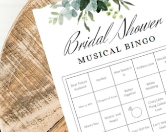 Bingo Game, Music Game, Bridal Shower Bingo, Instant Digital Download, Bridal Shower Games, Music Bingo, Spotify Bridal Shower Playlist