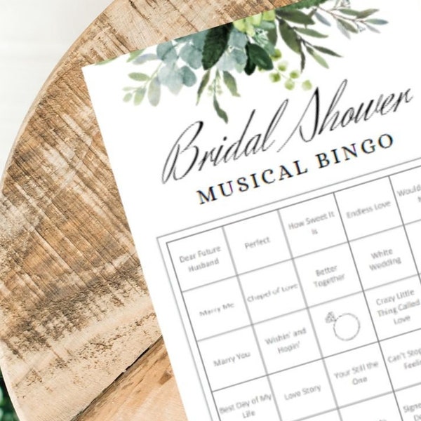 Bingo Game, Music Game, Bridal Shower Bingo, Instant Digital Download, Bridal Shower Games, Music Bingo, Spotify Bridal Shower Playlist