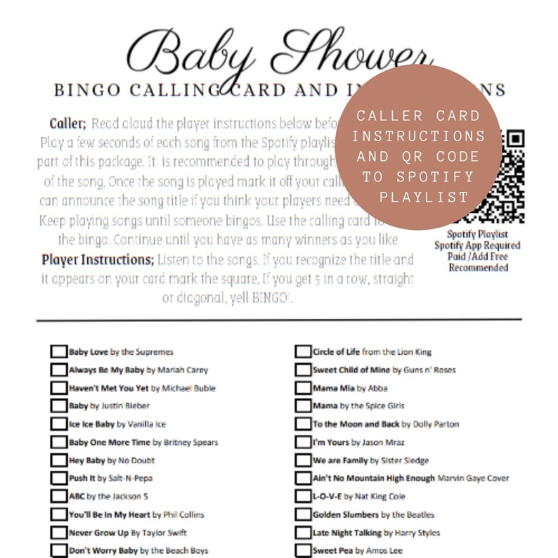 Gra Baby Shower, Baby Bingo, Boho Baby Shower, Baby Shower, Muzyczne Bingo, Playlista Spotify na Baby Shower, Natychmiastowe pobieranie, Karty Bingo zdjęcie 4