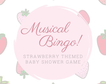 Baby Shower Games, Baby Bingo, Strawberry Baby Shower, Baby Shower, Musical Bingo, Spotify Playlist, Baby Shower Songs, Instant Download