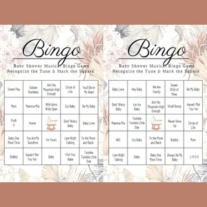 Gra Baby Shower, Baby Bingo, Boho Baby Shower, Baby Shower, Muzyczne Bingo, Playlista Spotify na Baby Shower, Natychmiastowe pobieranie, Karty Bingo zdjęcie 3