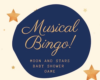 Baby Shower Game, Baby Shower Bingo, Moon and Stars, Baby Shower, Baby Shower, Musical Bingo, Baby Shower Spotify Playlist, Instant Download